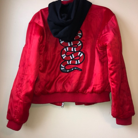 Lightly worn I Am Gia red satin bomber jacket - Picture 2 of 3
